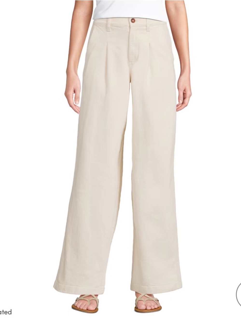 NWT Lands' End Women's High Rise Soft Denim Pleated Wide Leg Trousers 22W
